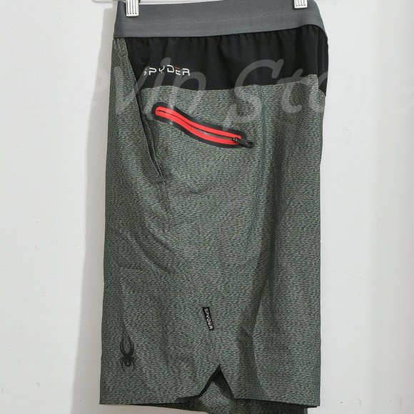 GRAY Spyder Men's Proweb Stretch Zippered Pockets Active‎ Shorts - Picture 7 of 8